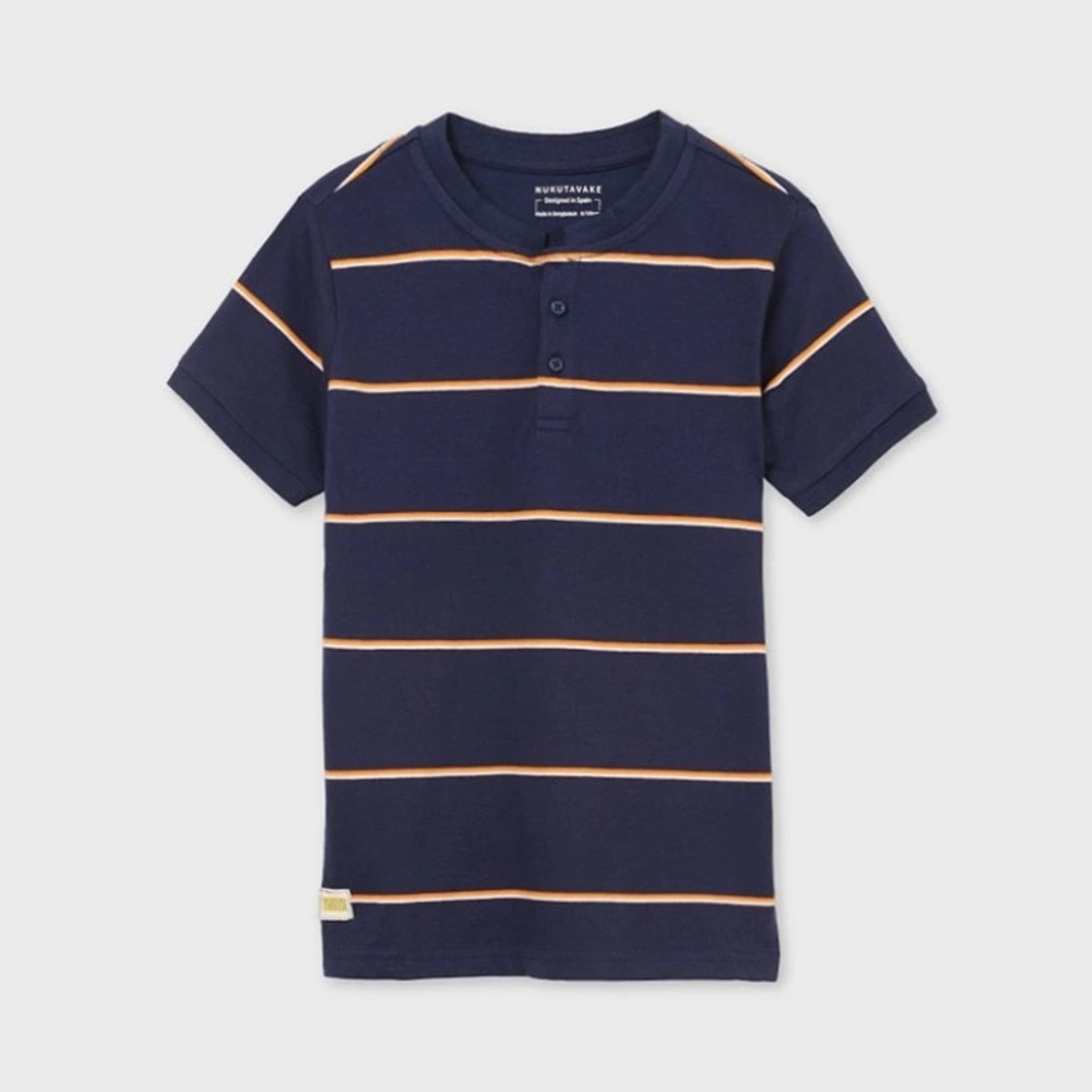 Mayoral Blue Tee with Orange Stripes